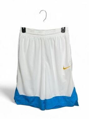 Nike Men’s Dri-Fit White and Blue Trim Icon Workout Basketball Shorts Size Small